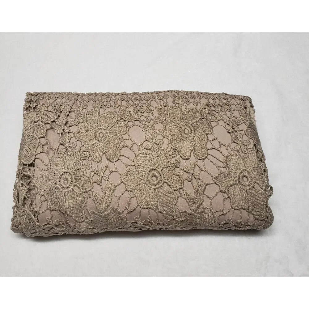 J. Gee Vintage 90s Crochet Knit Midi Skirt in Tan Khaki - Size Medium